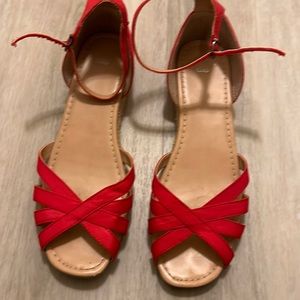 Red ankle strap sandals size 7